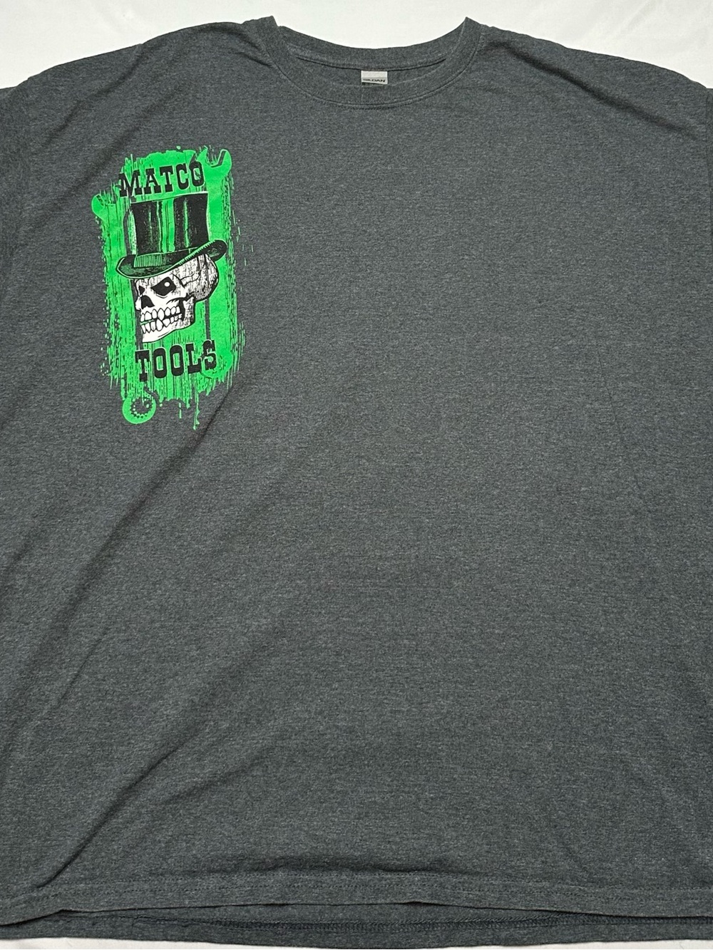 Matco Tools Top Hat Skull Graphic T-Shirt Men's 3XL - Double Sided Gray Green